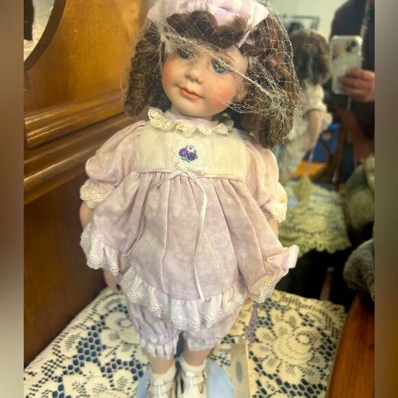 Hamilton Collection Kimberly Porcelain Doll Purple Out - Picture 1 of 4